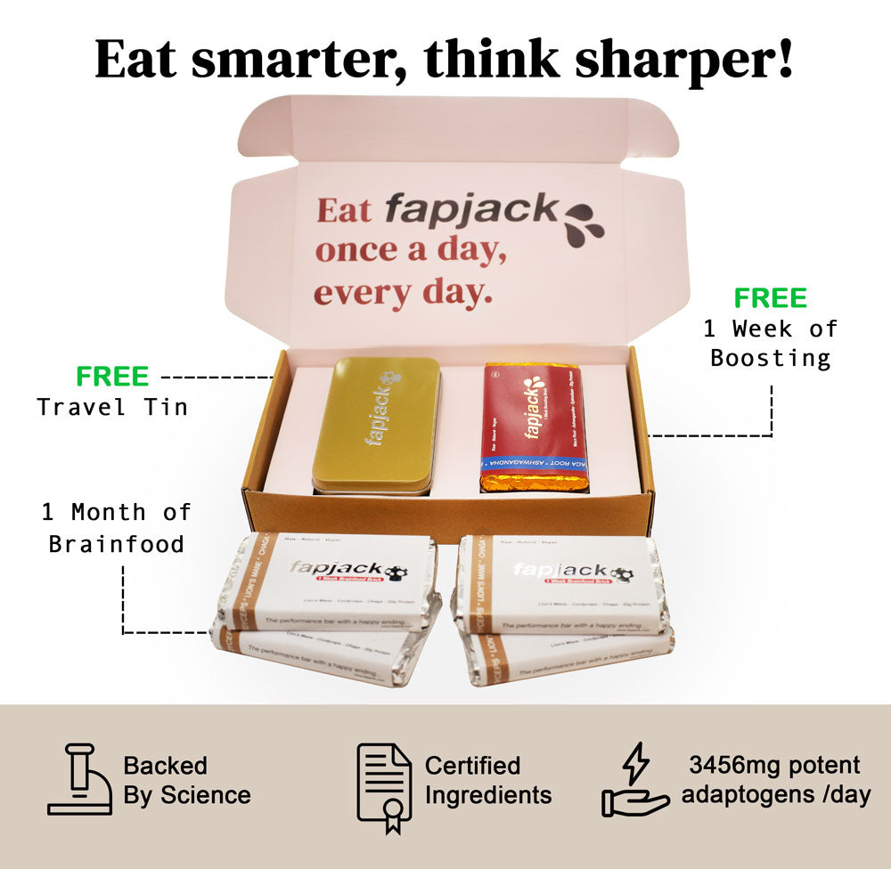 f•jacks Brainfood Bar Starter kit – one month supply of nootropic performance bars and free gifts.