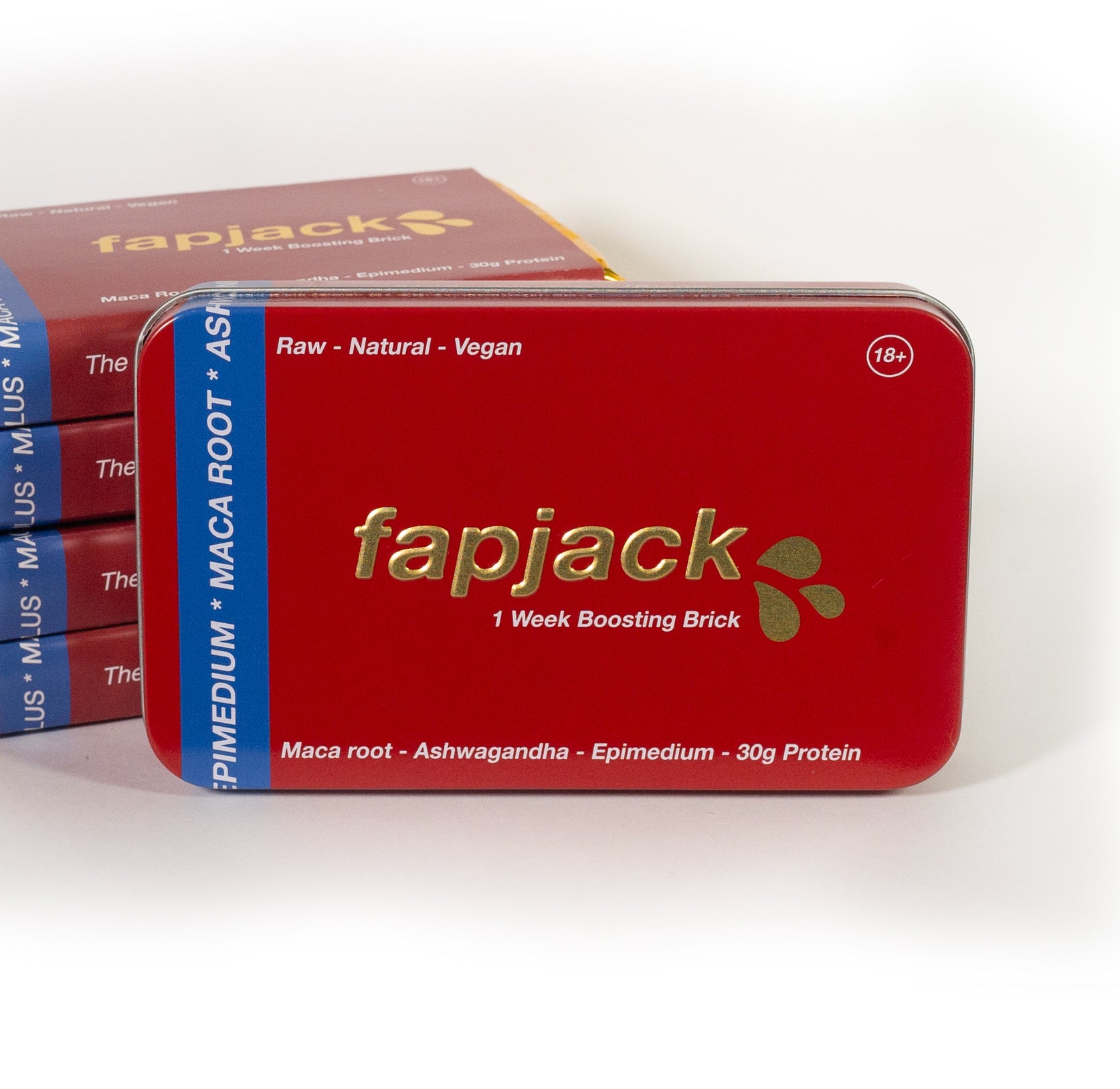 Red classic tin with f•jacks Boosting Bar Starter Kit